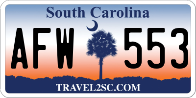 SC license plate AFW553