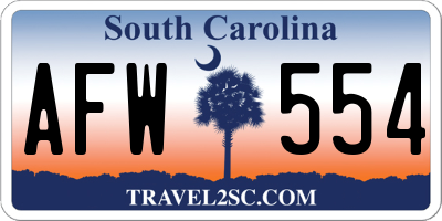 SC license plate AFW554
