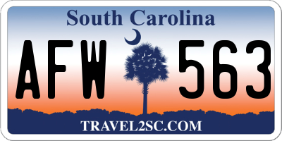 SC license plate AFW563