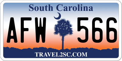 SC license plate AFW566