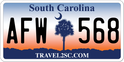 SC license plate AFW568