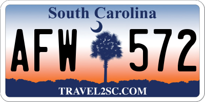 SC license plate AFW572