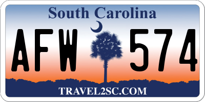 SC license plate AFW574