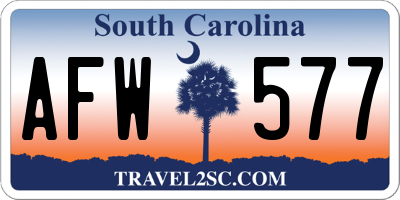 SC license plate AFW577