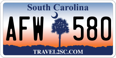 SC license plate AFW580