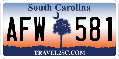 SC license plate AFW581