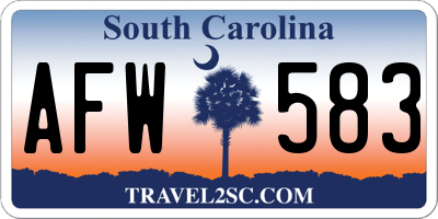 SC license plate AFW583