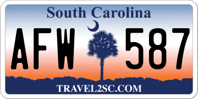SC license plate AFW587