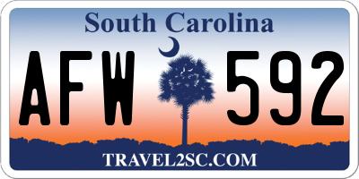SC license plate AFW592