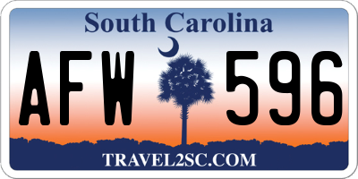 SC license plate AFW596