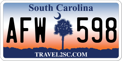 SC license plate AFW598