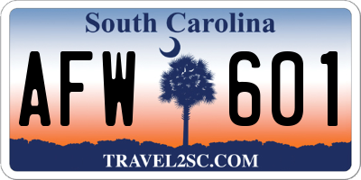 SC license plate AFW601