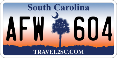 SC license plate AFW604