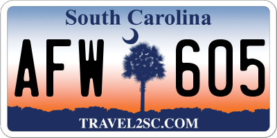 SC license plate AFW605