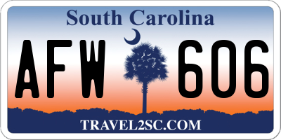 SC license plate AFW606