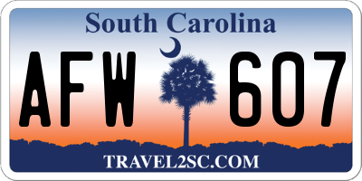 SC license plate AFW607