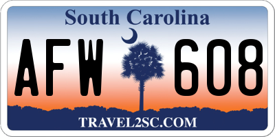 SC license plate AFW608