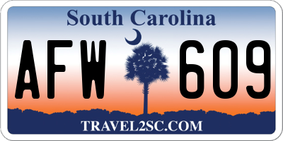 SC license plate AFW609