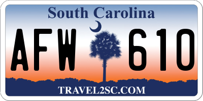 SC license plate AFW610