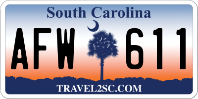SC license plate AFW611
