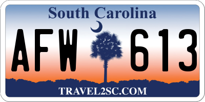 SC license plate AFW613