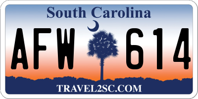 SC license plate AFW614