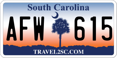 SC license plate AFW615