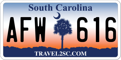 SC license plate AFW616
