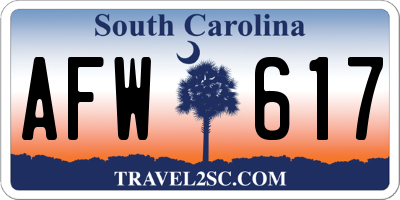 SC license plate AFW617