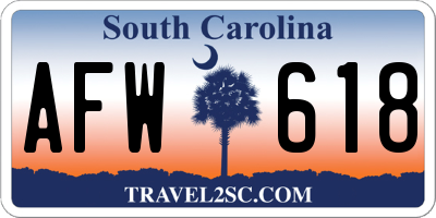 SC license plate AFW618