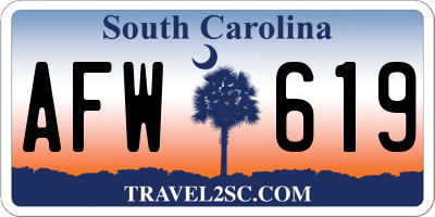 SC license plate AFW619