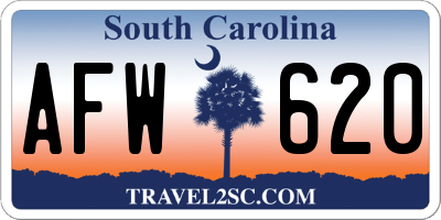 SC license plate AFW620