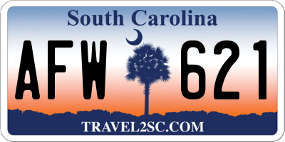 SC license plate AFW621