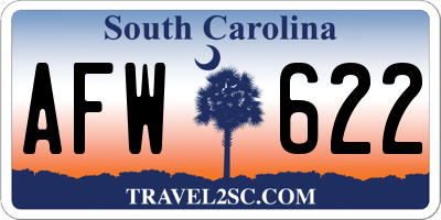 SC license plate AFW622