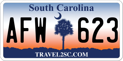 SC license plate AFW623