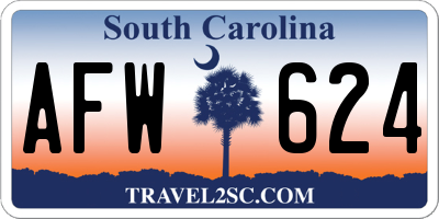 SC license plate AFW624