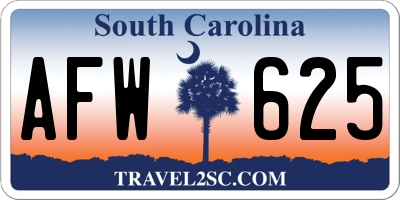SC license plate AFW625
