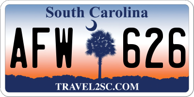 SC license plate AFW626