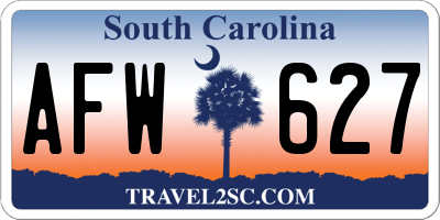 SC license plate AFW627