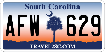 SC license plate AFW629