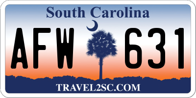 SC license plate AFW631