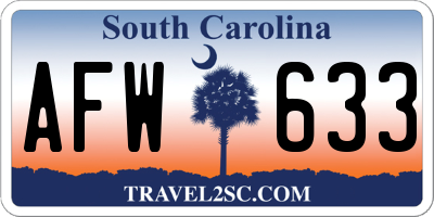 SC license plate AFW633