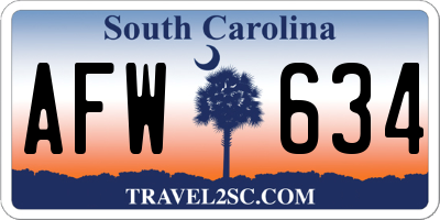 SC license plate AFW634