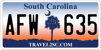 SC license plate AFW635
