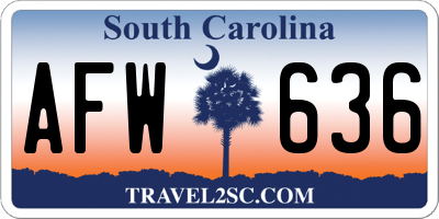 SC license plate AFW636