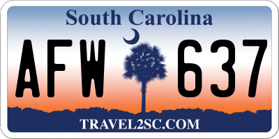 SC license plate AFW637