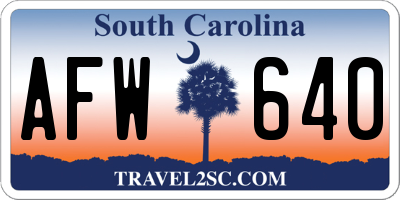 SC license plate AFW640