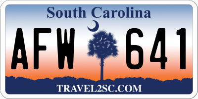 SC license plate AFW641