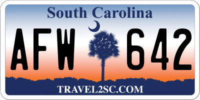 SC license plate AFW642