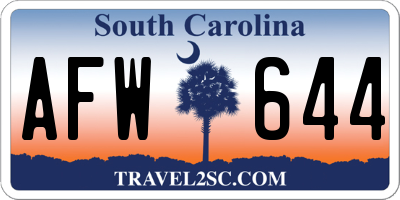 SC license plate AFW644